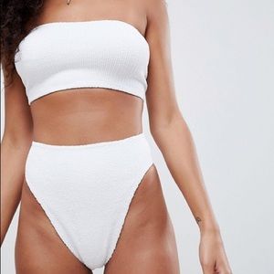 Asos design crinkle bandaeu swimsuit set